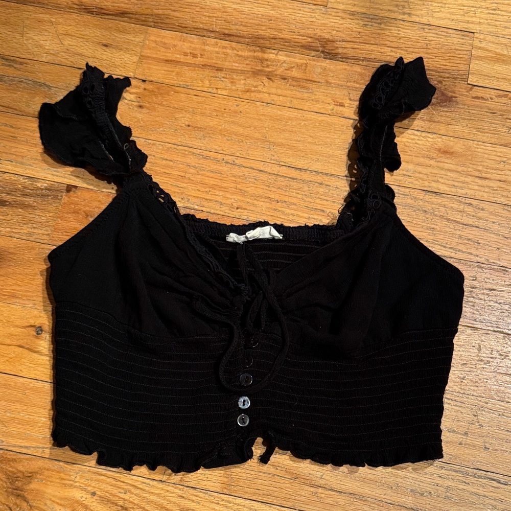 Black Lacy crop tank
